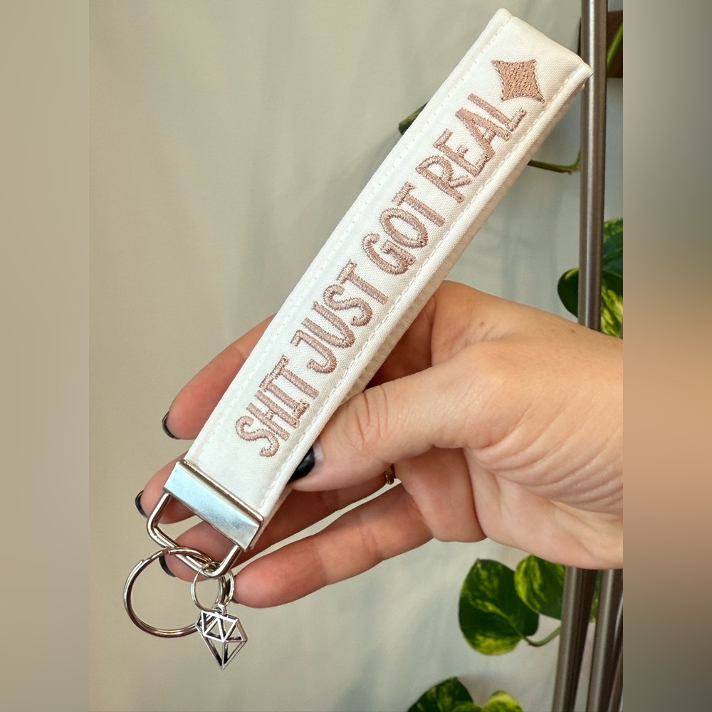 Engagement gift Shit Just Got Real keychain wristlet